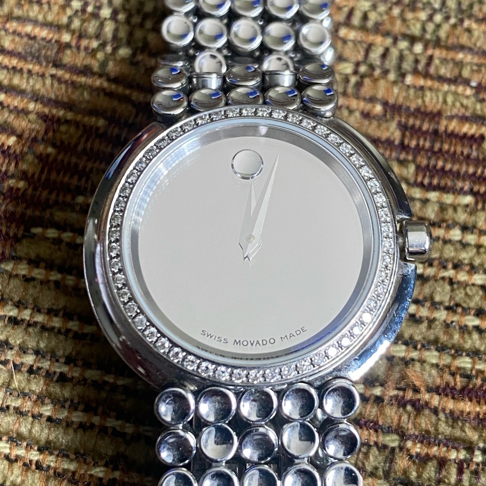 Authentic Movado Mirrored Dial Diamond Bezel 28MM Trembrilli Ladies Dress Watch! - Picture 10 of 16
